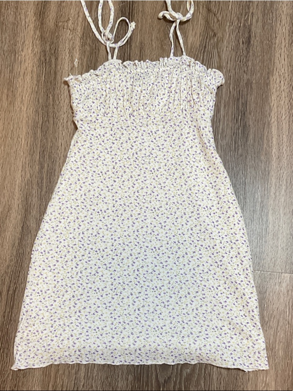 Sky and Sparrow White Floral Midi Dress with Lavender Print